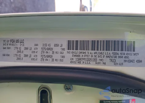 2016 Ram 1500 Longhorn Limited z USA, uszkodzony, nr VIN 1C6RR7PM1GS251355